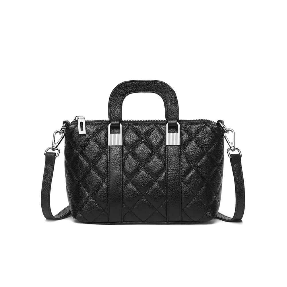 mini genuine leather quilted handbag front view
