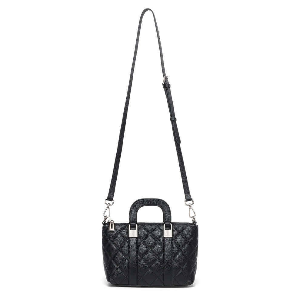 mini quilted leather handbag with detachable shoulder strap