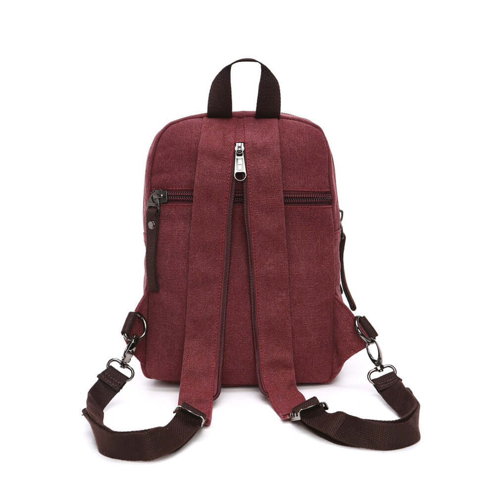 Mini travel backpack with adjustable convertible straps