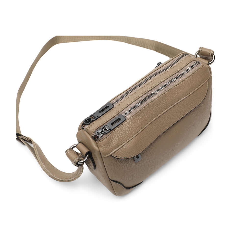 Minimal design small leather crossbody for daily outfits