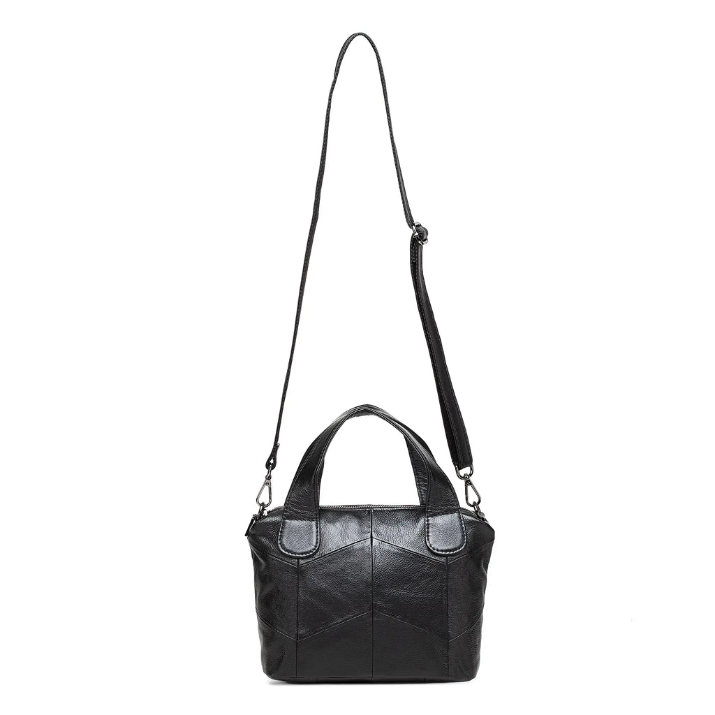 Multifunction leather handbag with strap