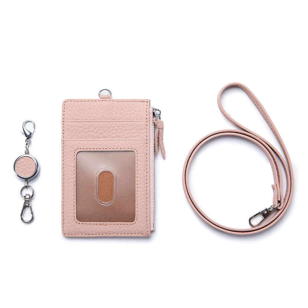 Pink cardholder with lanyard