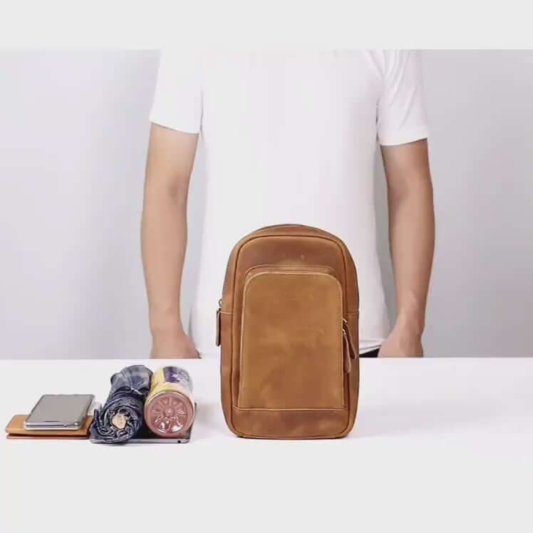Small Leather Sling Bag – Crossbody Chest Bag