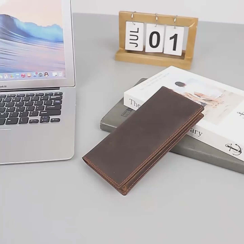 Vintage Genuine Leather Long Wallet - Stylish and Functional