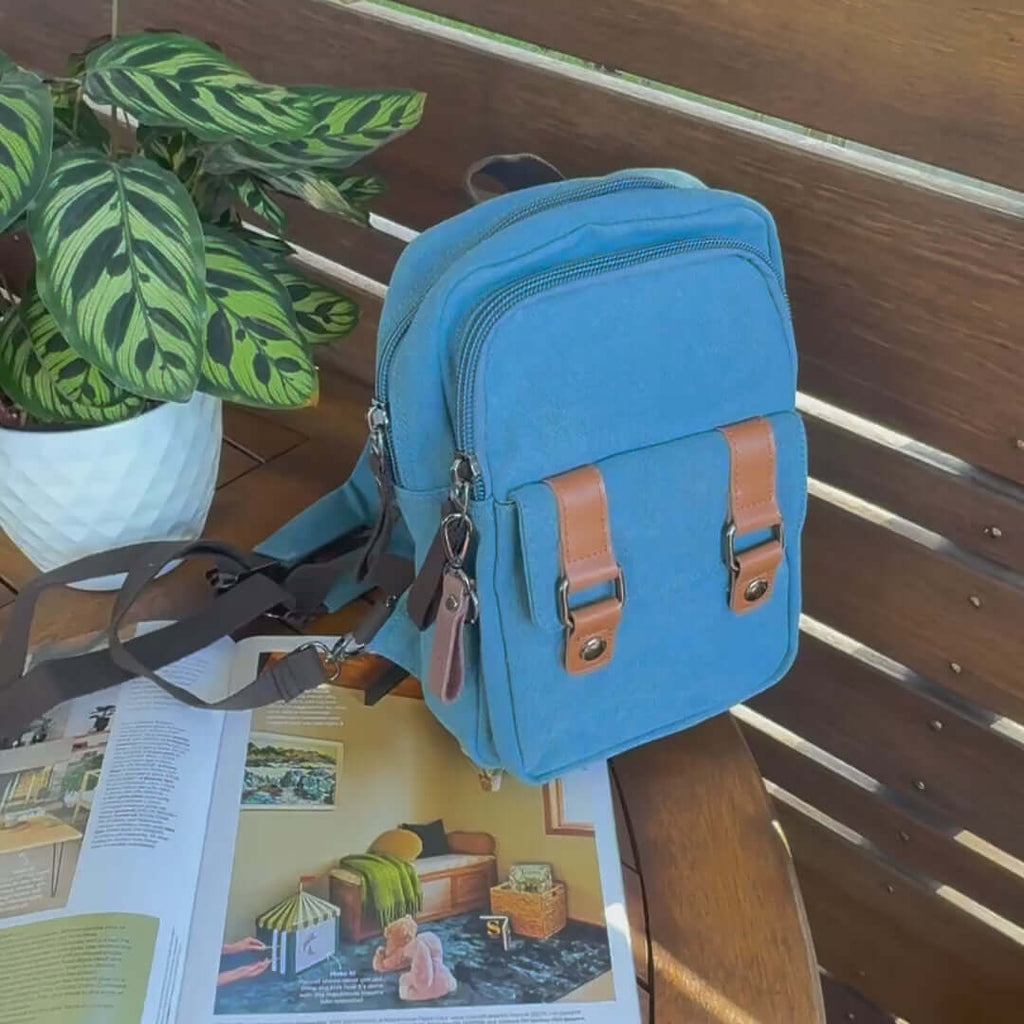 Canvas Mini Backpack – Convertible Crossbody Sling Bag
