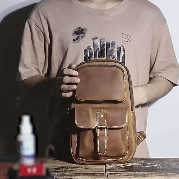 Leather Sling Bag – Vintage Crossbody Chest Pack for Men