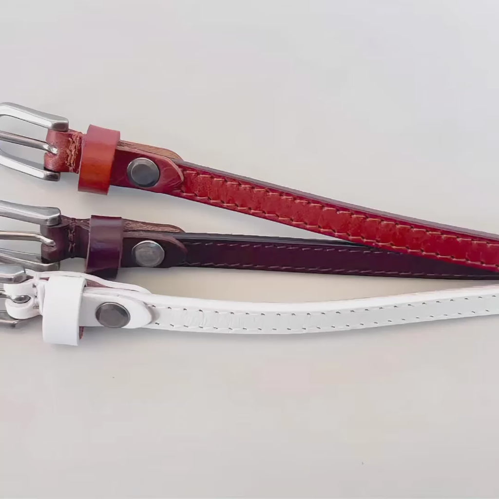 Women's Slim Leather Perforated Belt