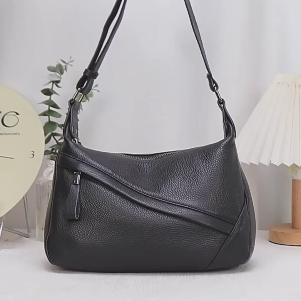Leather Dual Zip Shoulder & Crossbody Bag