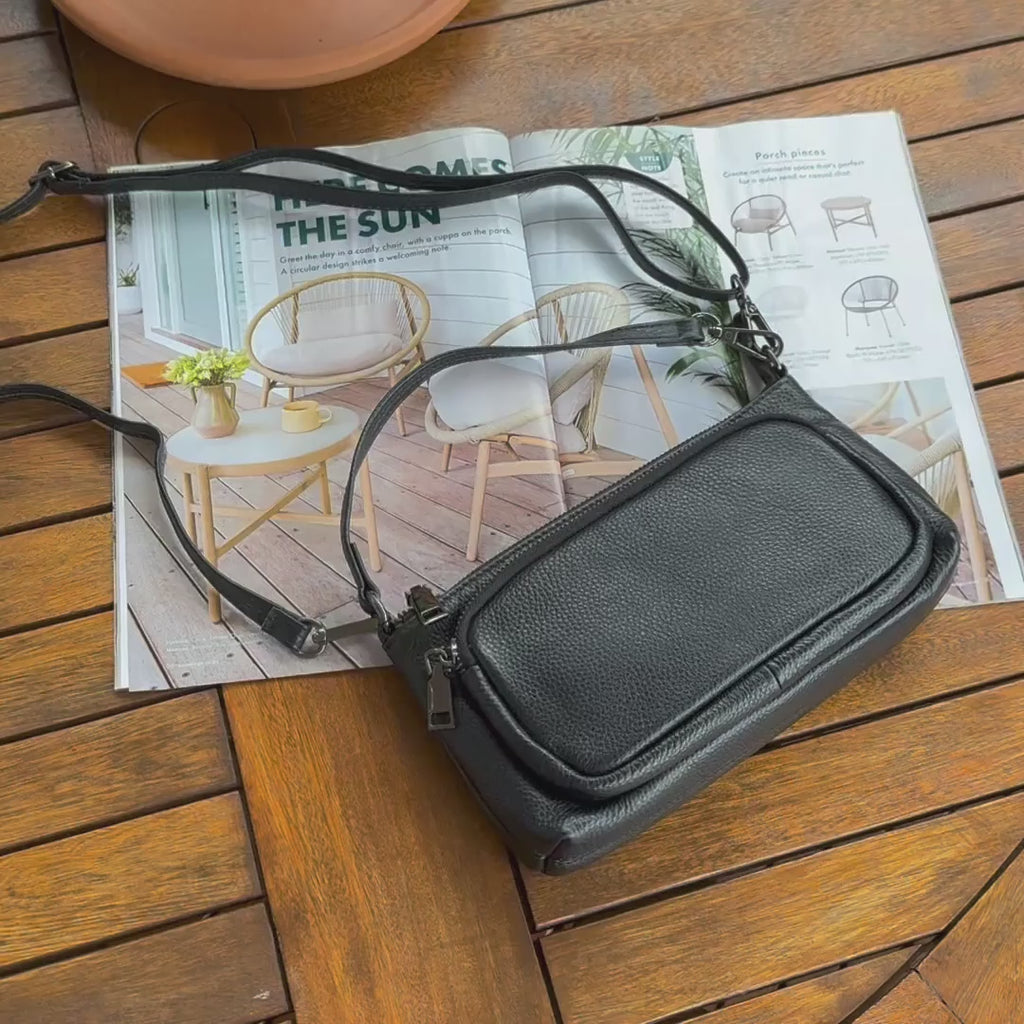 Leather Small Crossbody Bag – Mini Handbag with Detachable Straps