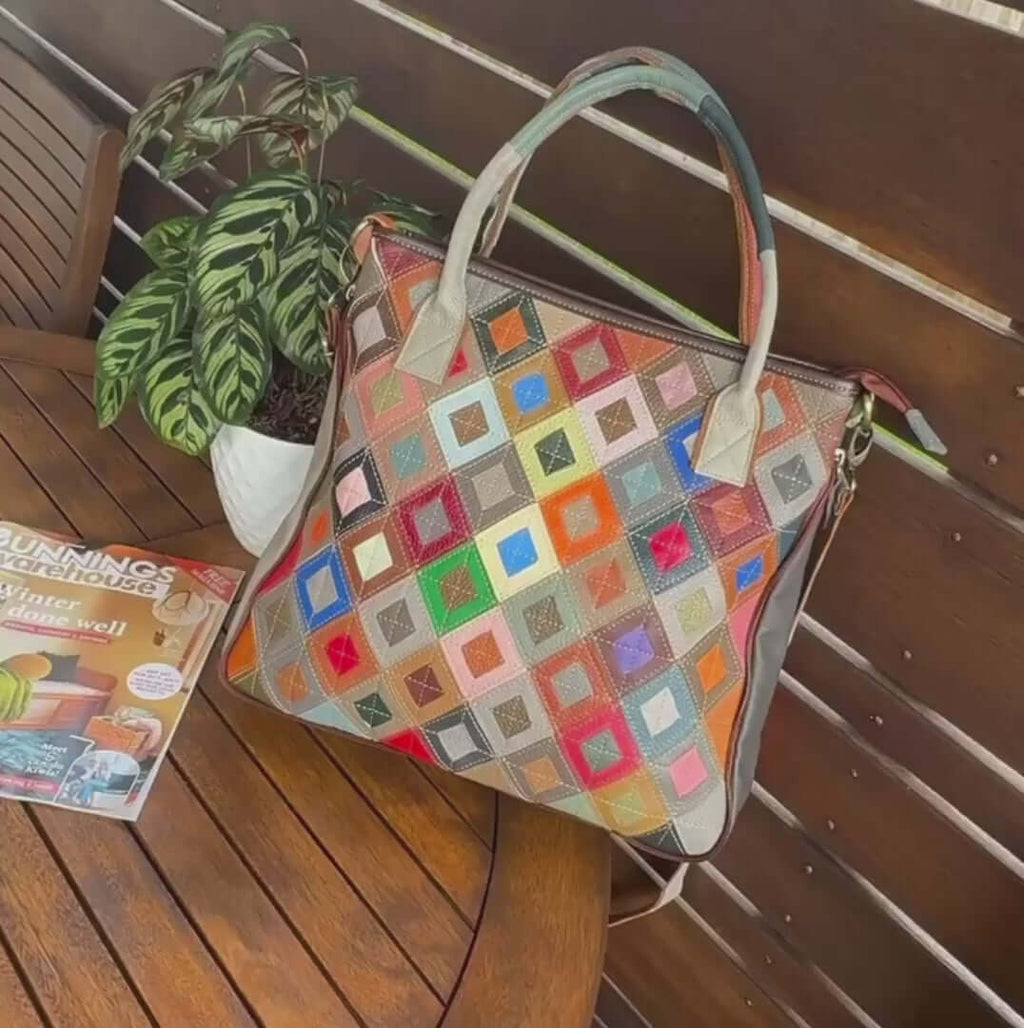 Leather Patchwork Handbag NZ - Unique Design