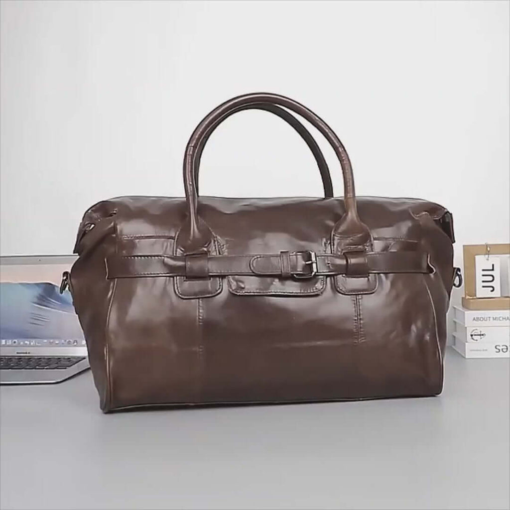 Leather Travel Bag - Premium Coffee Leather Bag
