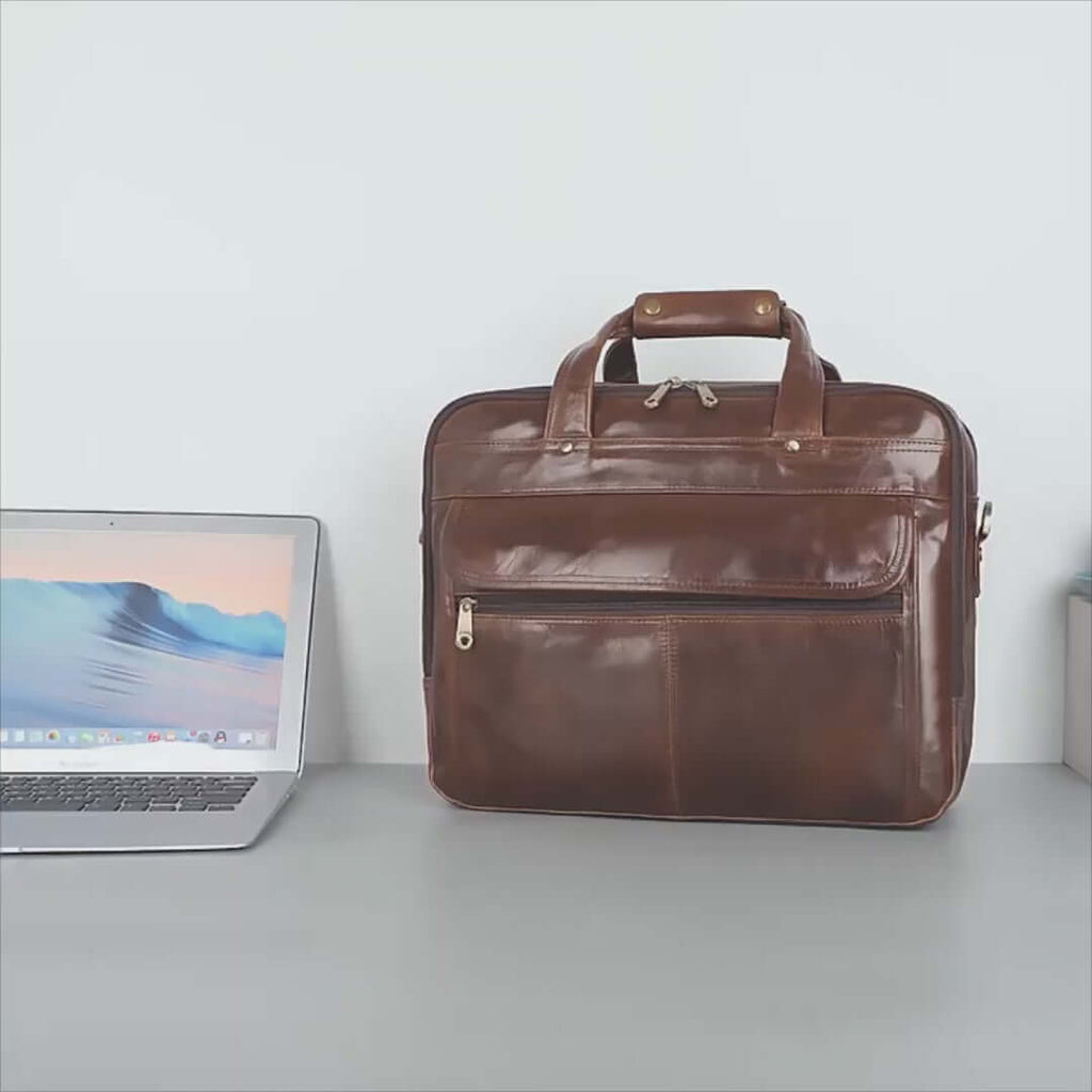 Men's Leather Laptop Bag - Stylish & Functional