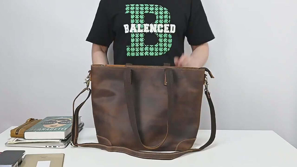 Women’s Leather Tote Bag – Fits 15.6” Laptop | Work Handbag