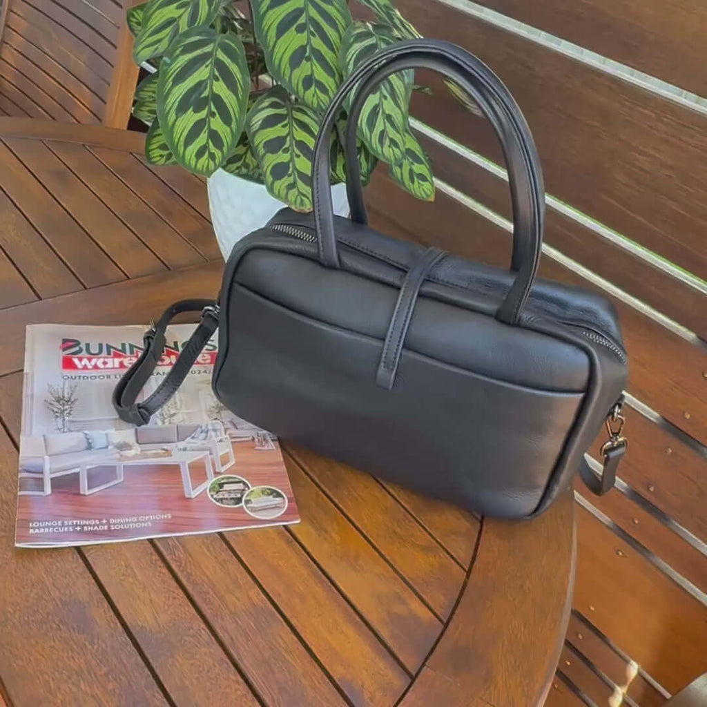 Leather Handbag – Structured Crossbody Shoulder Bag