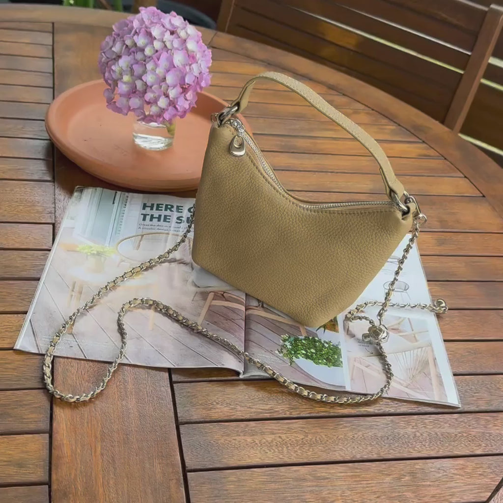 Leather Mini Crossbody Bag – Small Chain Handbag