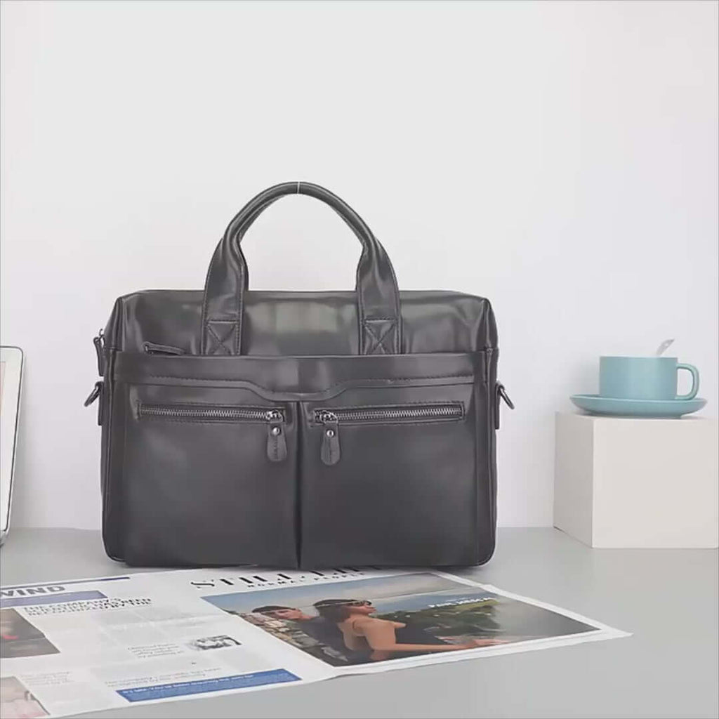 Men's Genuine Leather Business Laptop Bag – Compact & Stylish