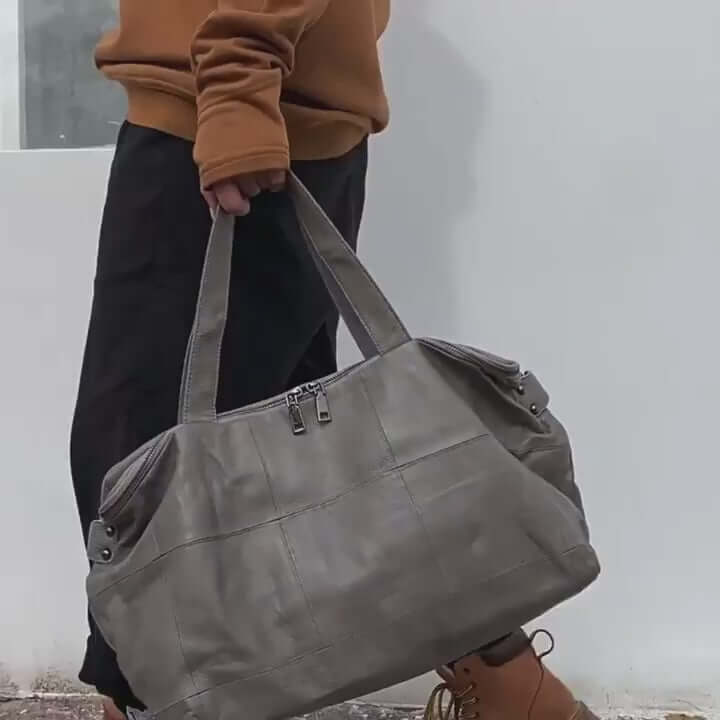 Leather Tote Bag – Large Capacity Handbag with Crossbody Strap