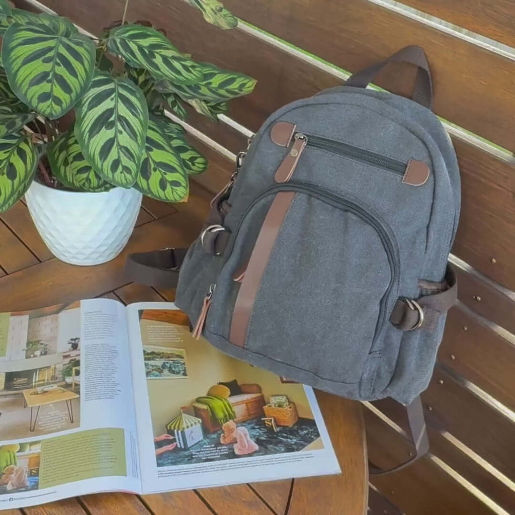 Small Canvas Backpack – Convertible Crossbody Sling Bag