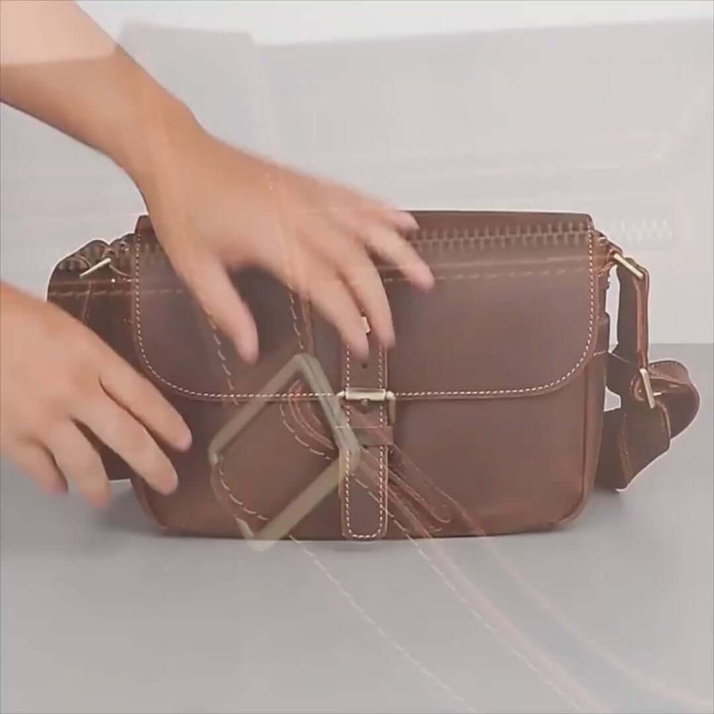 Vintage Crazy Horse Leather Crossbody Bag