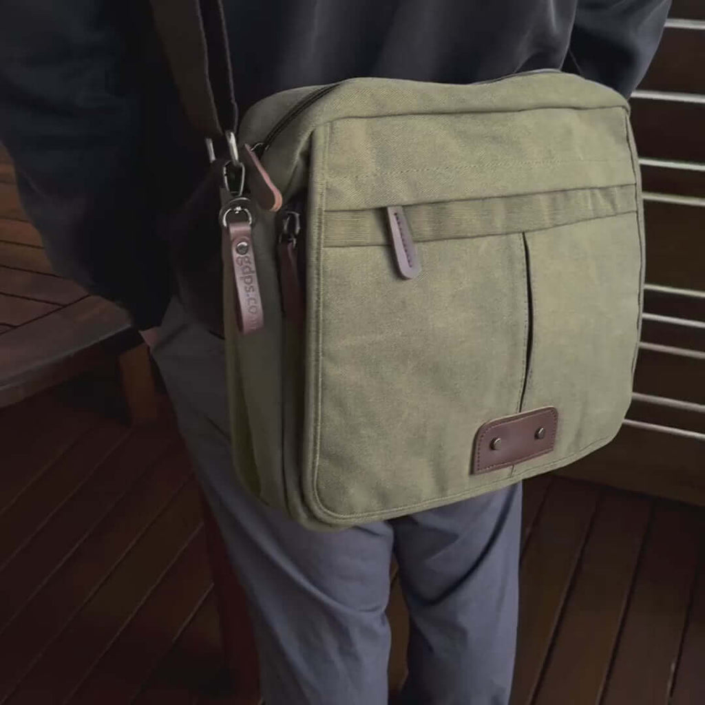 Canvas Messenger Bag | Fits 13.3 Inch Laptop