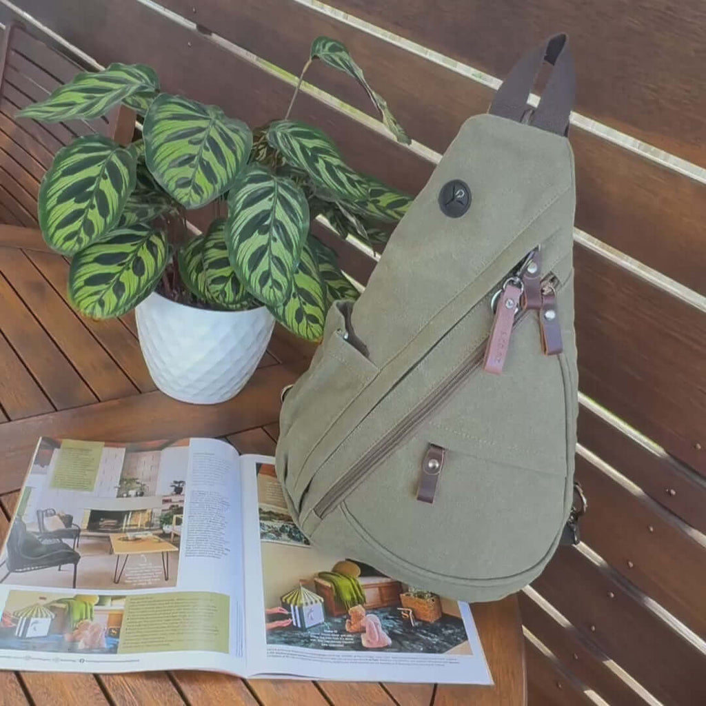 Canvas Sling Bag – Multi-Way Chest Crossbody Backpack