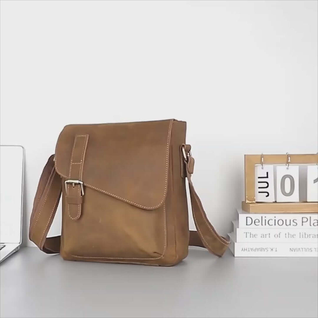 Genuine Leather Shoulder & Crossbody Bag – Versatile for Men
