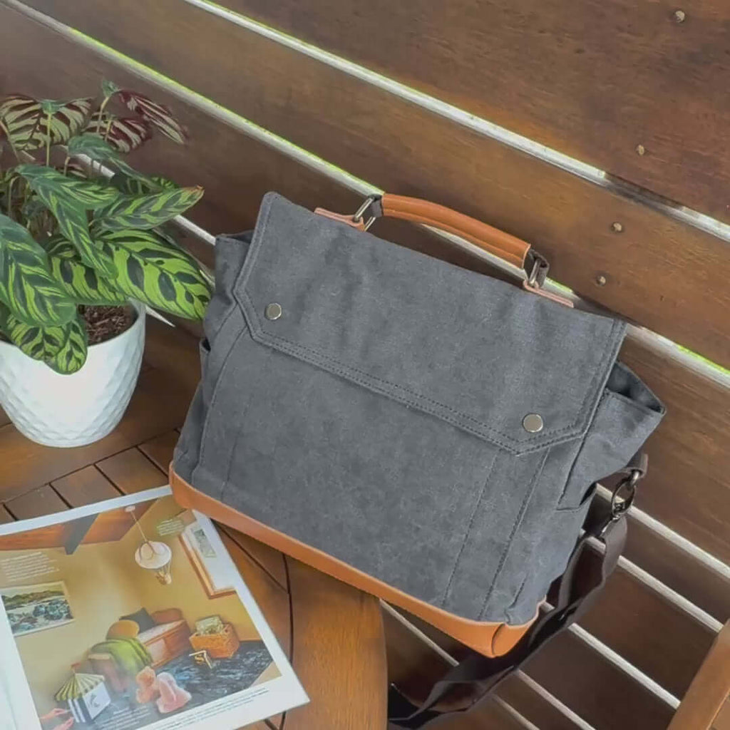 Retro Casual Canvas Messenger Bag: Fits 13.3 Inch Laptop