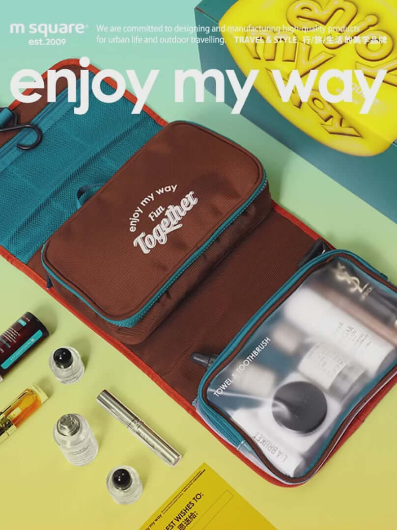 M Square Hanging Travel Toiletry Bag - Foldable Design