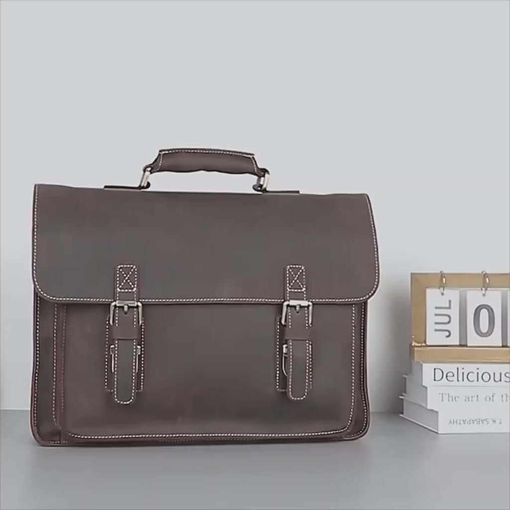 Vintage genuine Leather Handbag | 14-Inch Laptop Bag