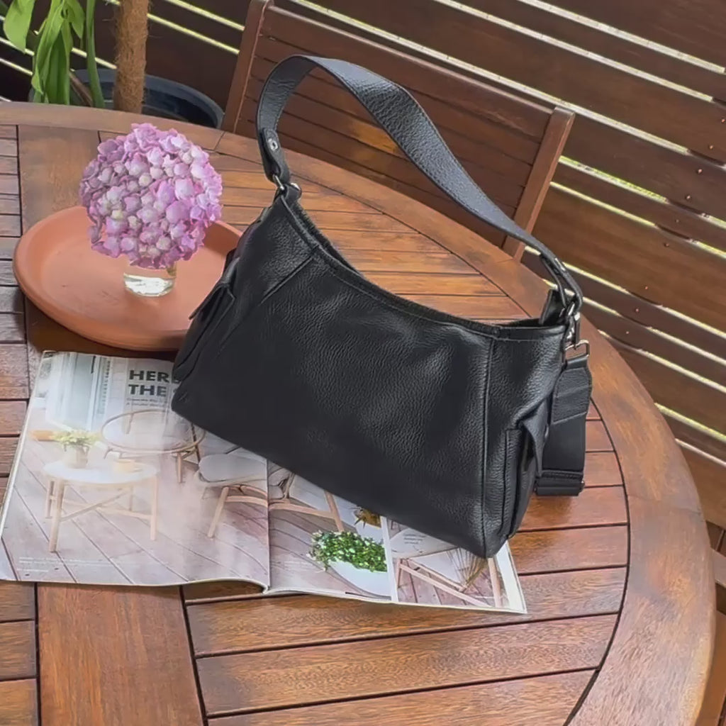 Leather Shoulder Bag – Multi-Pocket Crossbody & Handbag
