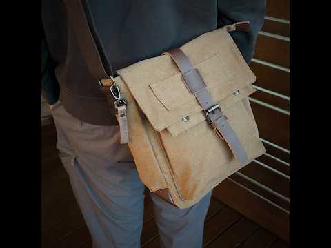 Coffee canvas crossbody bag with adjustable strap, compact yet spacious enough to carry essentials