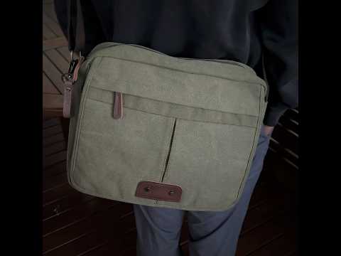 Stylish and practical canvas messenger bag, perfect for carrying a 13.3 inch laptop and everyday essentials.