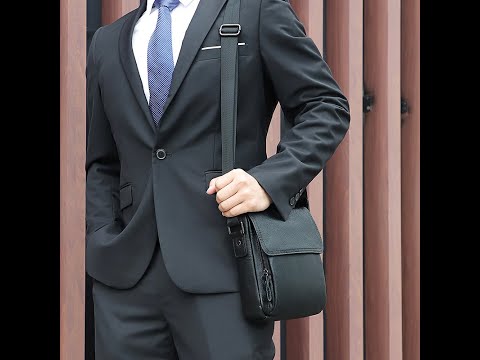 Men's crossbody bag made from genuine leather with a sleek design.