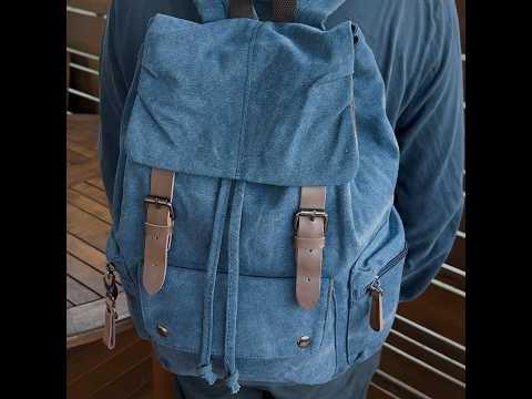 Canvas backpack with a drawstring closure, blending style and utility.