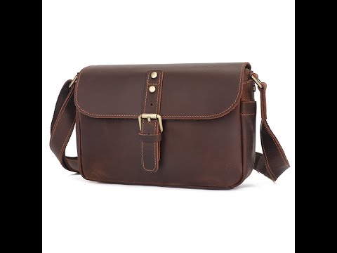 Vintage Crazy Horse leather shoulder crossbody bag for men and women.