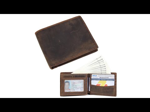 Brown Crazy Horse leather bifold wallet