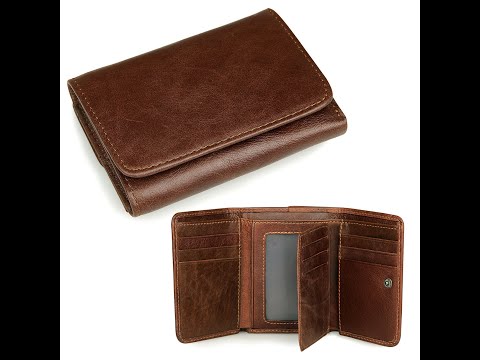  RFID tag detail on men's leather wallet for added security.