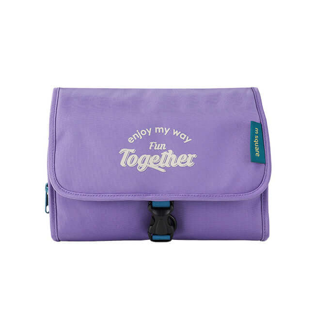 Purple hanging toiletry bag for organized travel