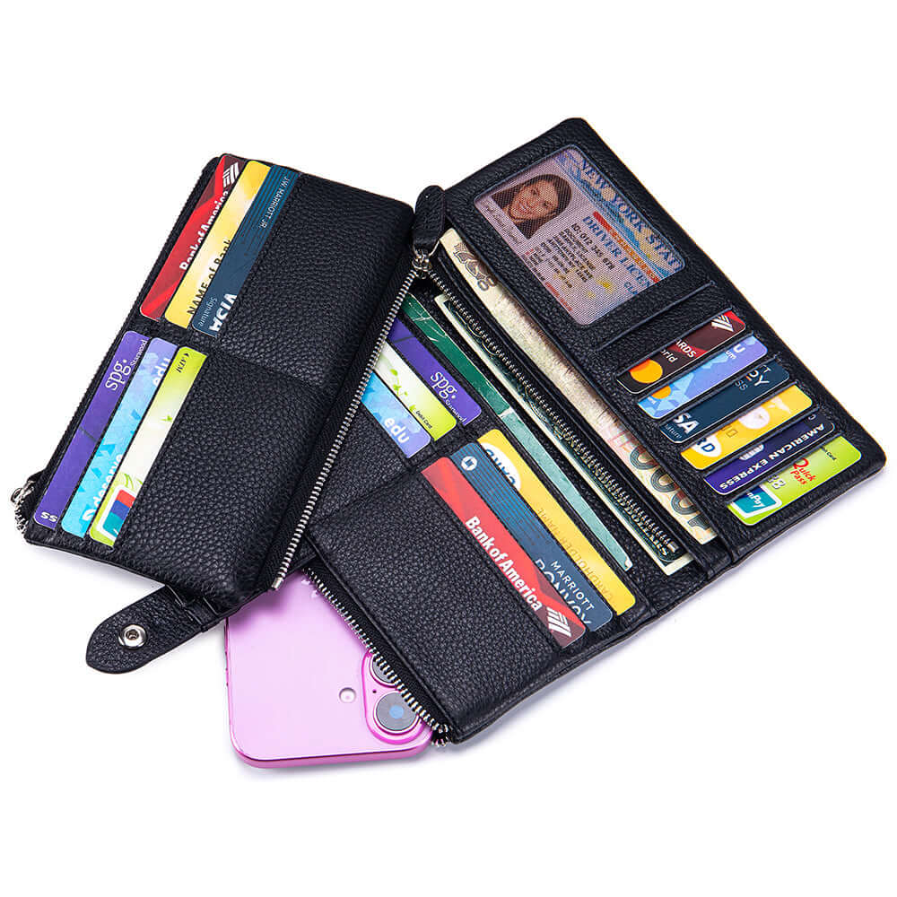 Black multi-card wallet with various card slots
