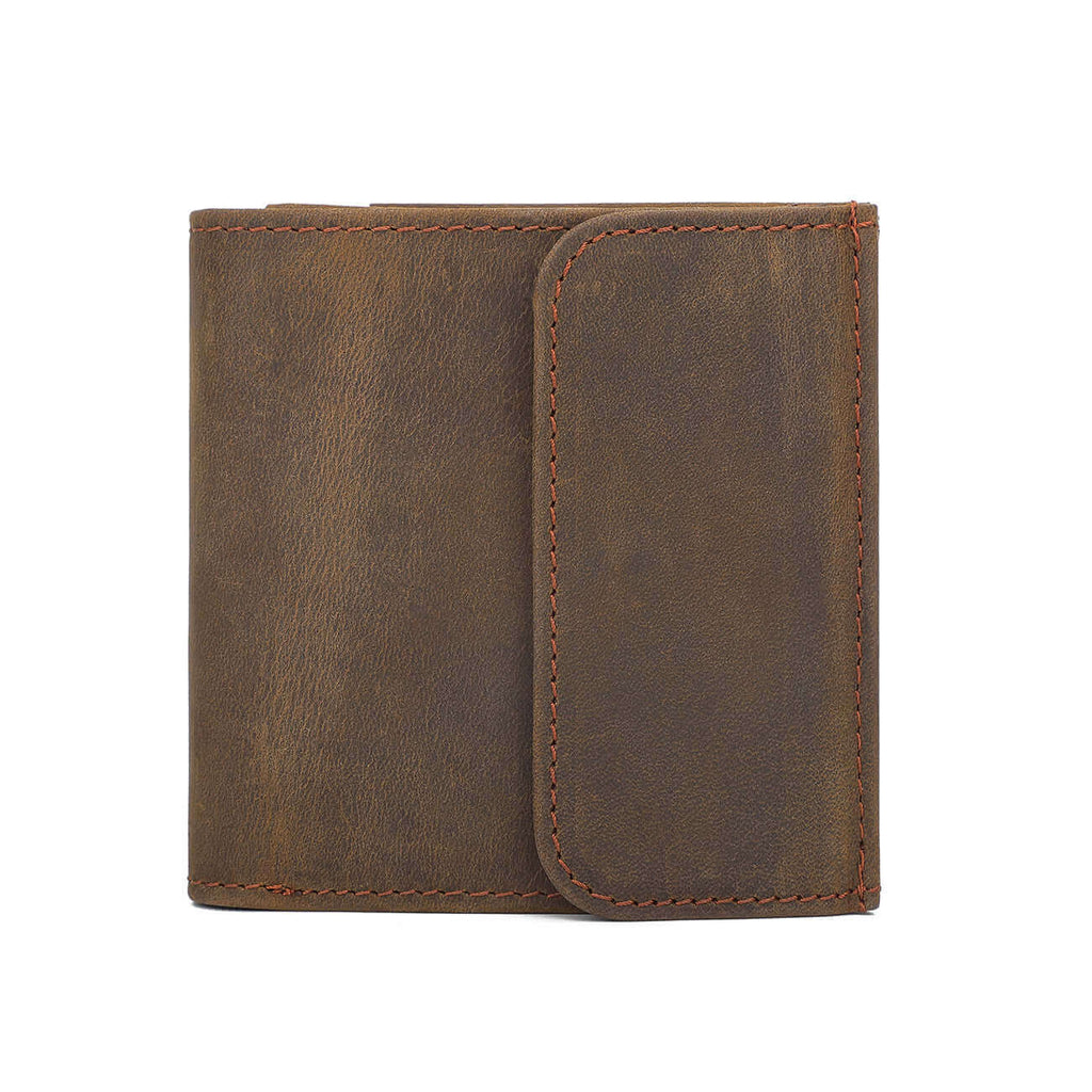 Genuine leather RFID wallet with secure compartments for men.