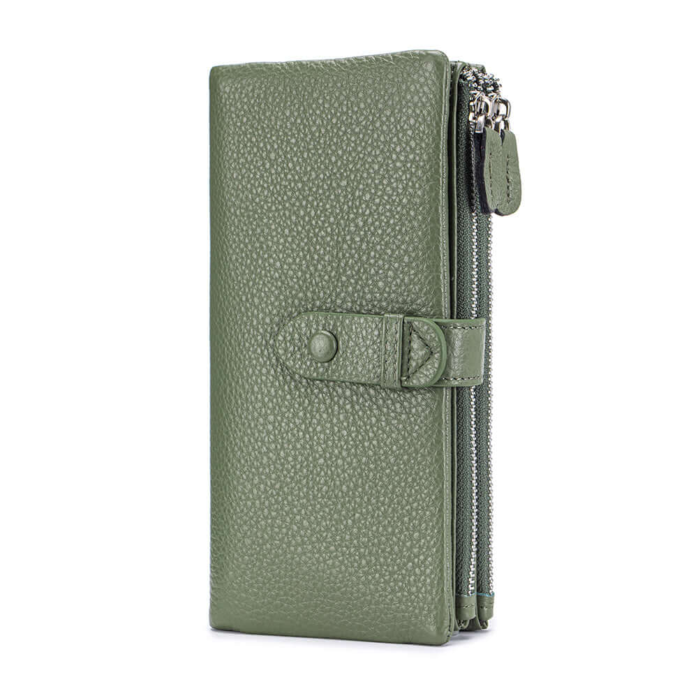 Light green wallet with a zipper