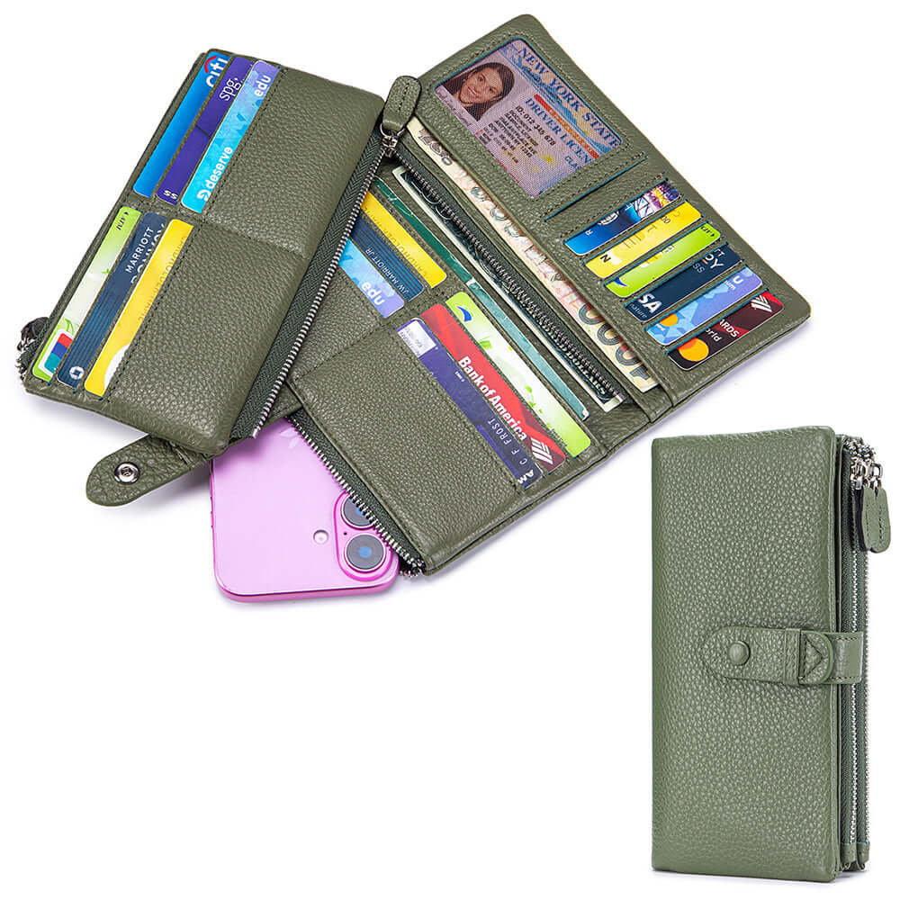Light green wallet with card slots