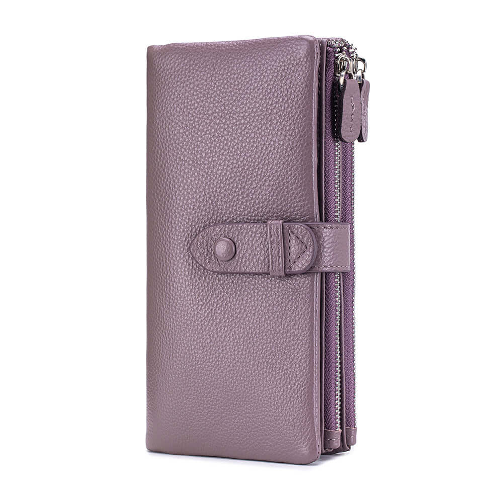 Light purple wallet with a strap