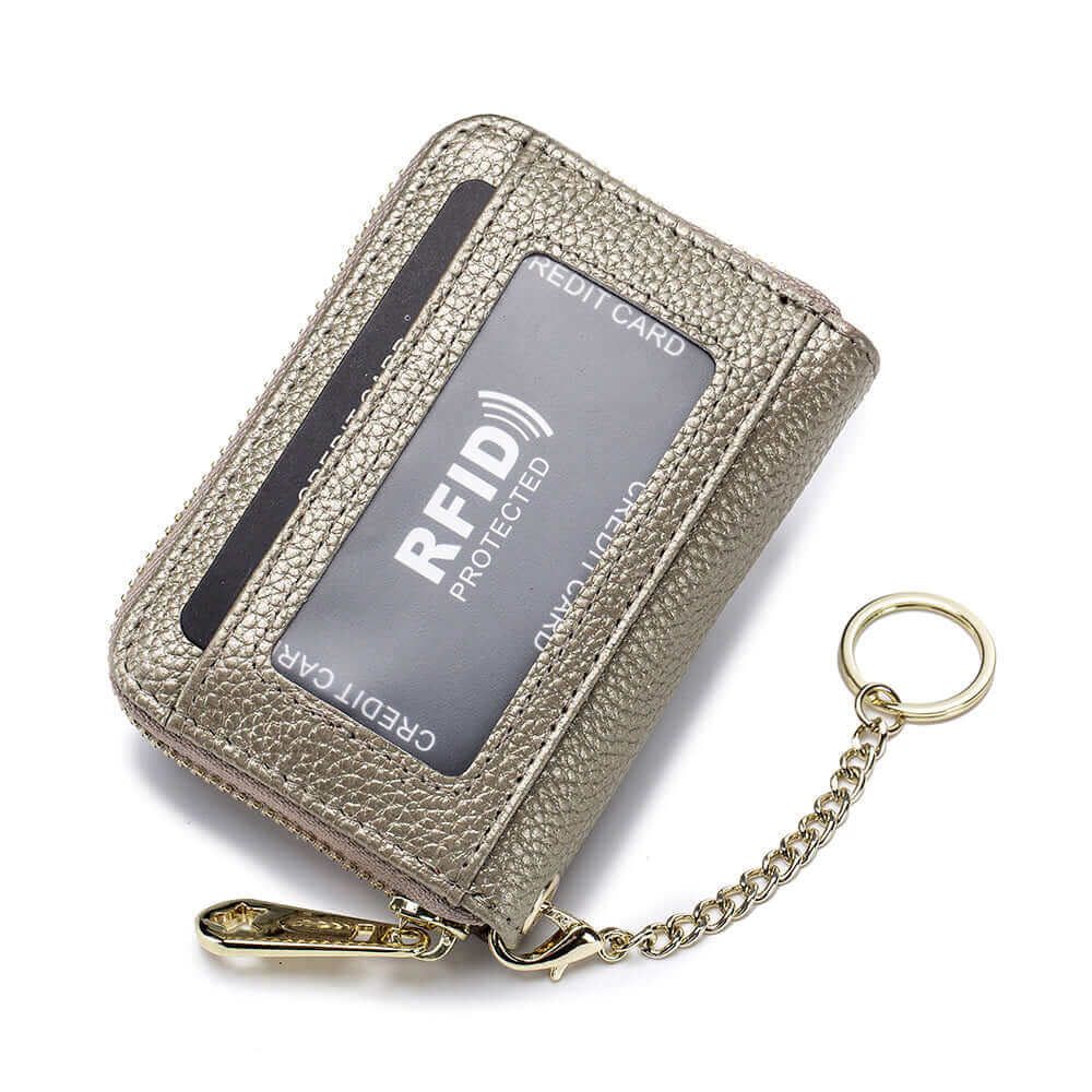 Secure RFID blocking leather card wallet.