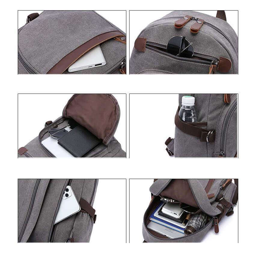 Slim canvas backpack with lightweight ergonomic design