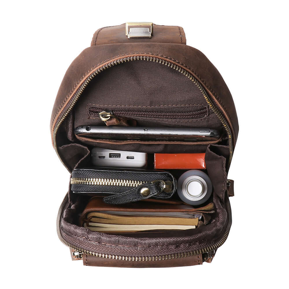 men’s sling bag with multiple zipper pockets