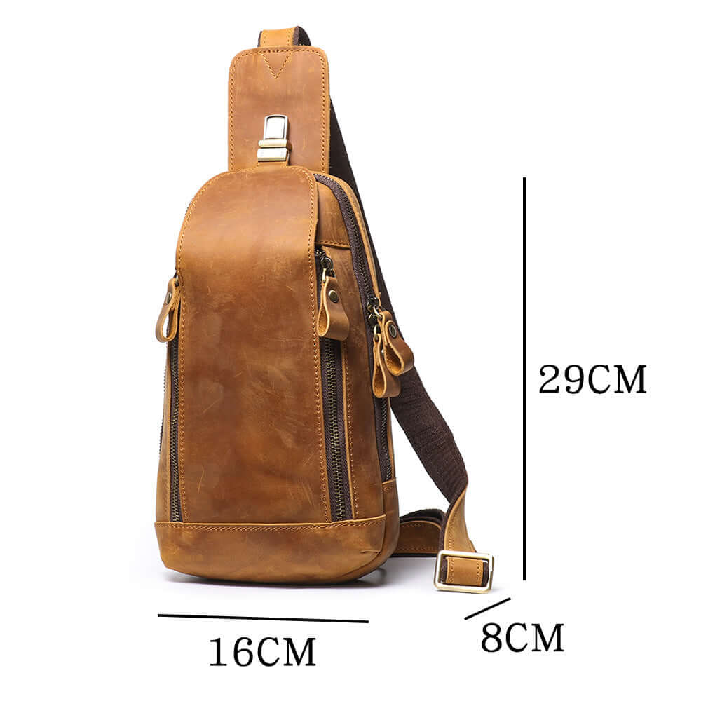 leather sling bag size chart 29x16x8 cm