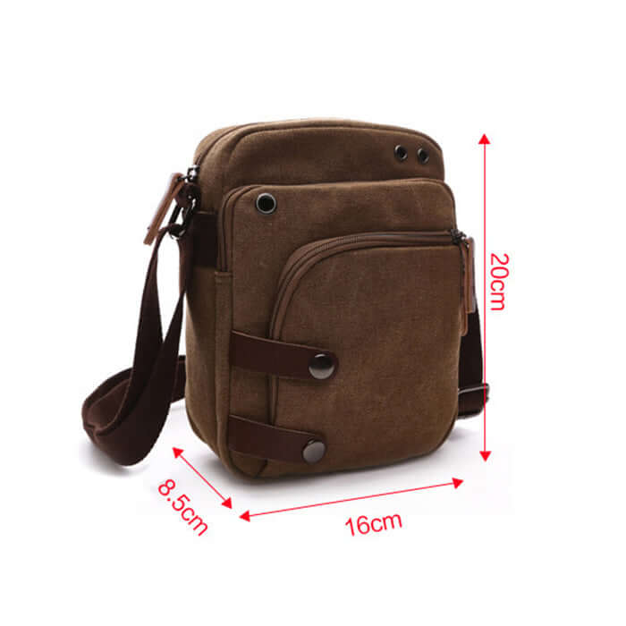 Size display of the small canvas bag.