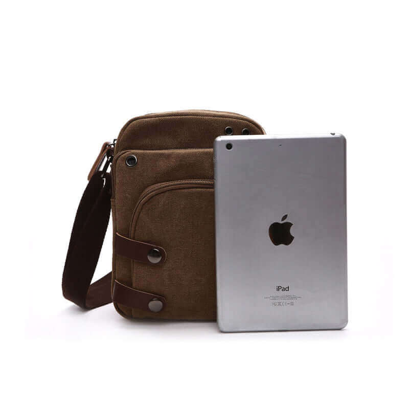 Size display of the canvas small crossbody bag.