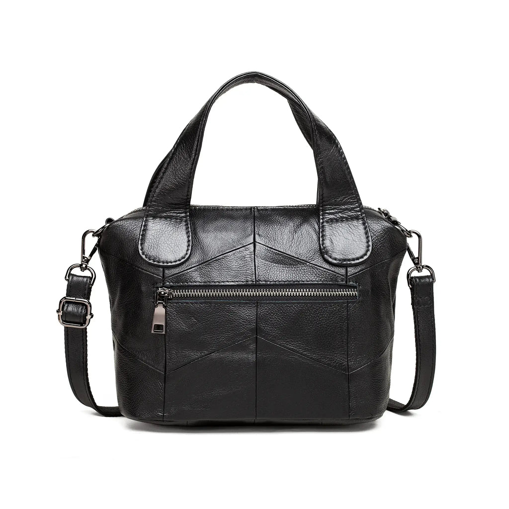 Small structured handbag in genuine leather